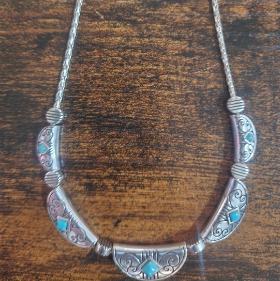 Brighton Silver and Turquoise Necklace - Picture 2 of 6